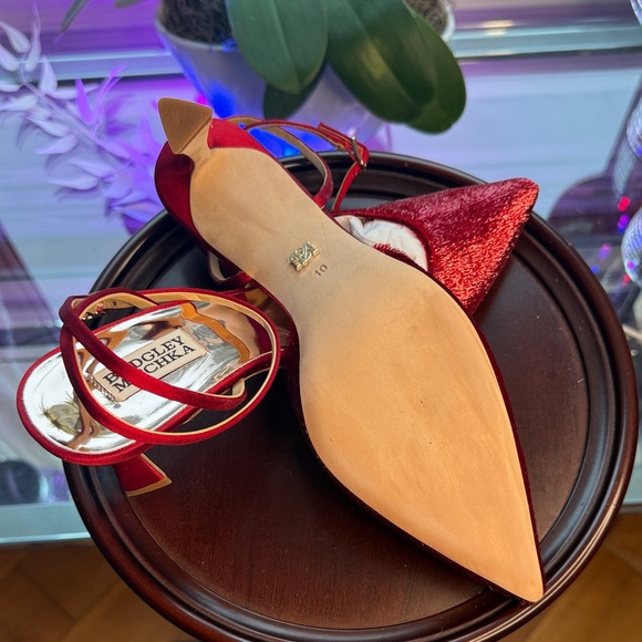 Badgley Mischka Red Lyric Plush Ankle Straps - Picture 9 of 13